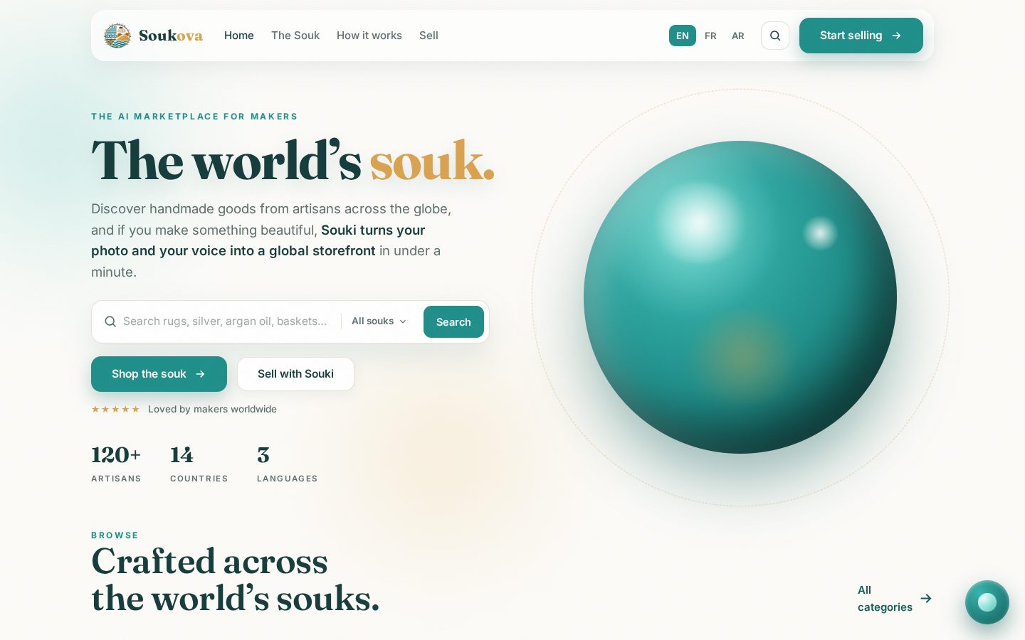 Soukova marketplace homepage